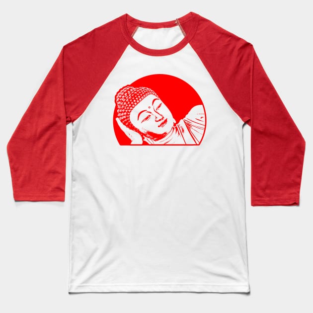 Reclining Buddha Art Red Color Baseball T-Shirt by Botak Solid Art